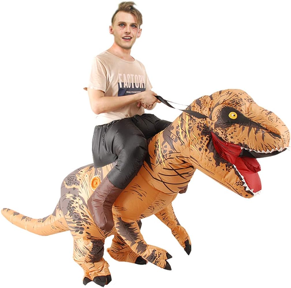 Inflatable Rider Costume Riding Me T-Rex Fancy Dress Funny Dinosaur Dragon Funny Suit Mount Adult Review