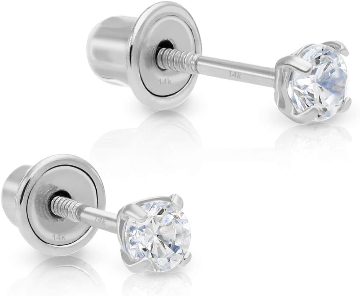 14k White Gold Solitaire Round Cubic Zirconia Stud Earrings Review