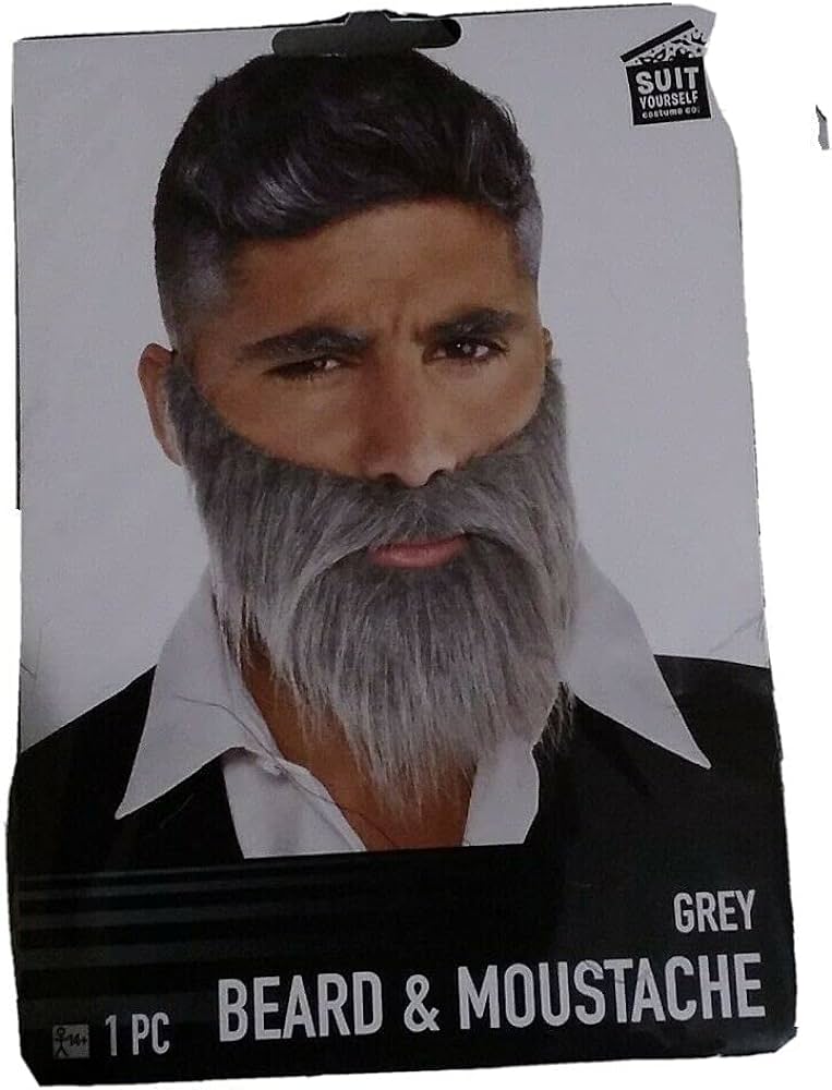 Barba corta gris para hombre con bigote, estándar adulto review