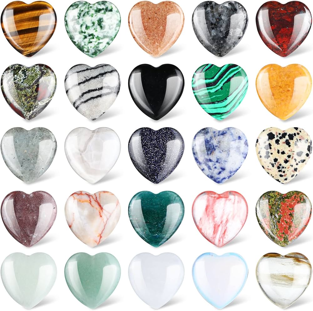 24 Pcs Natural Heart Shaped Stones Crystals and Gemstones Review
