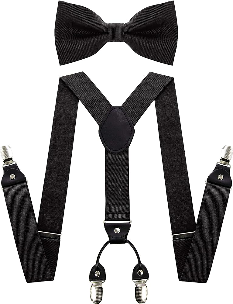 JEMYGINS Solid Color Suspender and Silk Bow Tie Sets for Men Review