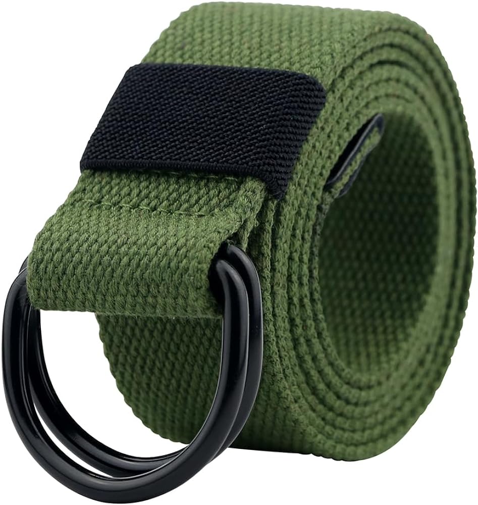 Canvas Belt, Web Belt for Men/Women with Metal Double D Ring Buckle 1 1/2″ Wide Review