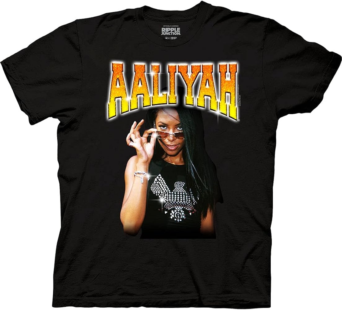 Ripple Junction Aaliyah Yellow Sparkle Logo Adult Crew Neck T-Shirt Review