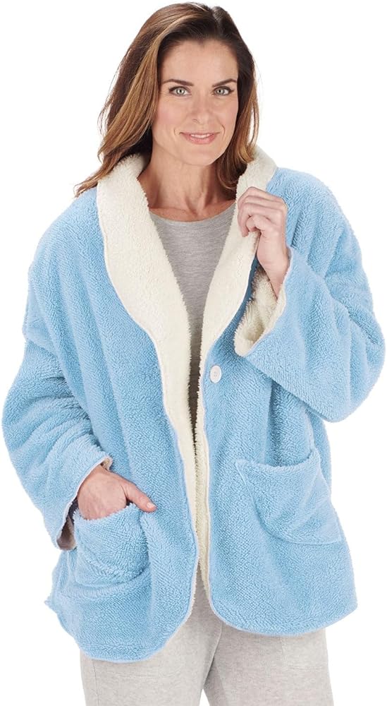 CATALOG CLASSICS Womens Bed Jacket with Pockets, Fleece Bed Jackets for Women review